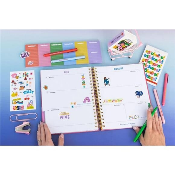 Colorful felt tip pens set of 8 fine point markers for journaling and note takin - Picture 5 of 7